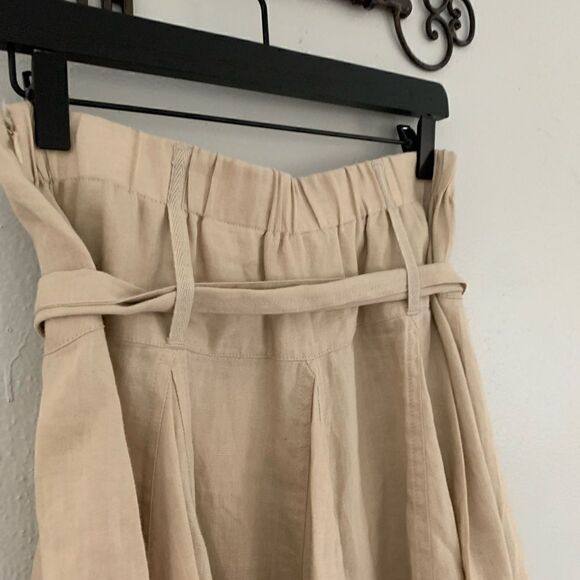 Soft Surroundings 100% linen belted pleated flare knee length skirt size petiteM - Picture 7 of 8